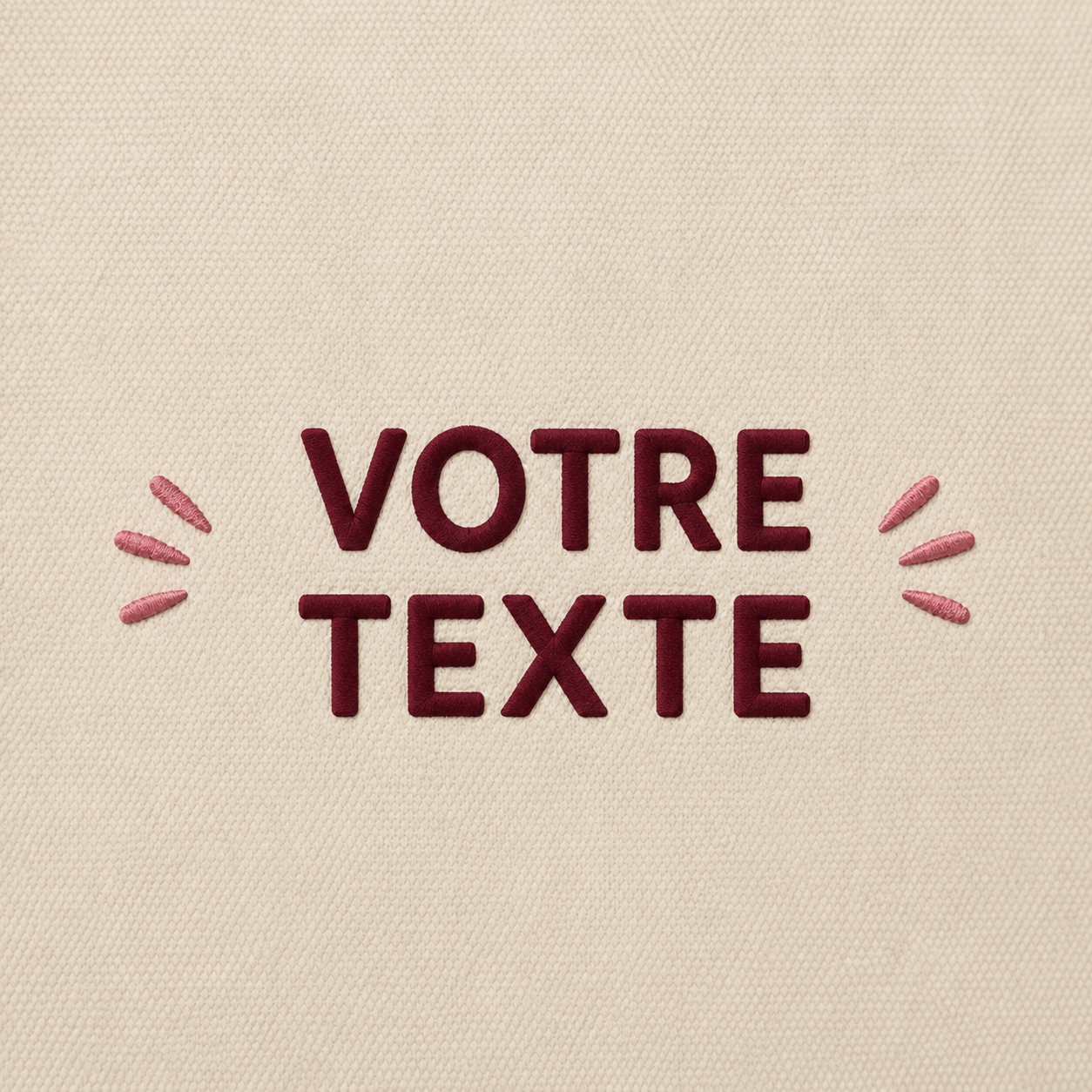 Texte personnalisé en flocage intérieur rabat